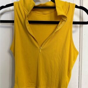SHEIN Yellow Zip-Up Crop Top